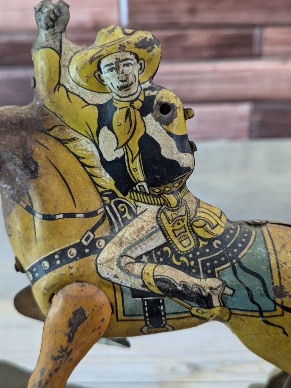 Marx Toys Tin Roy Rogers & Trigger Wind Up Toy Rocking Horse Missing Parts Works